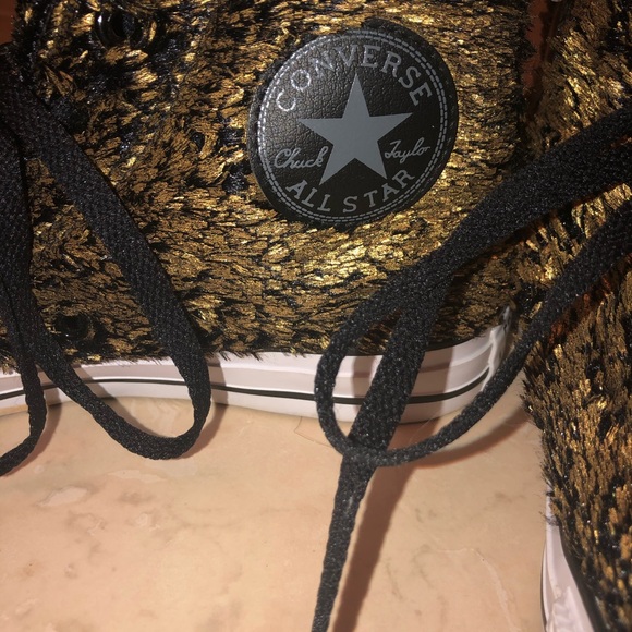 Metallic Gold Fashion Exclusive Converse Sneakers - Picture 2 of 4